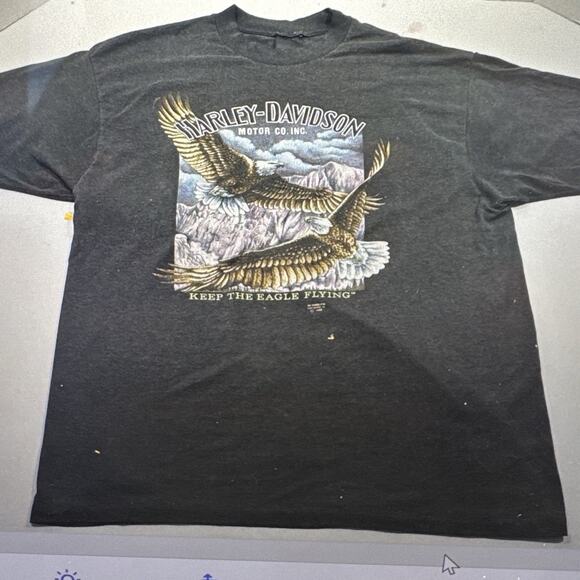 VTG 1990 Harley-Davidson 3D Emblem T-Shirt XL Eagle Graphic USA Biker Tee *READ* - Picture 4 of 12